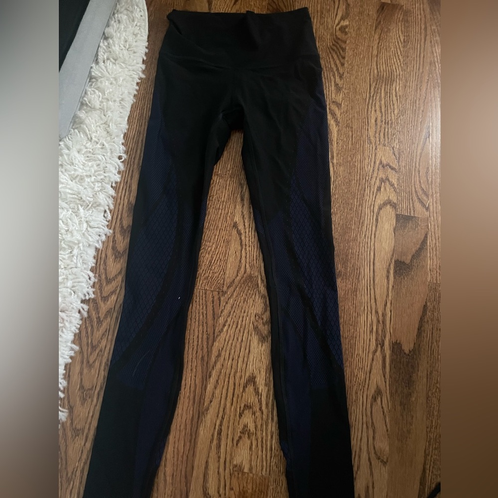 Black Lululemon Leggings with blue imprints